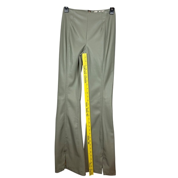 Free People We The Free Real Deal Slit Hem Vegan Leather Pants, Seagrass Size 24 - Picture 6 of 12